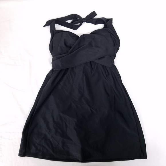 Merona Halter Swim Dress 1 Piece Size Small  Black - Picture 2 of 8